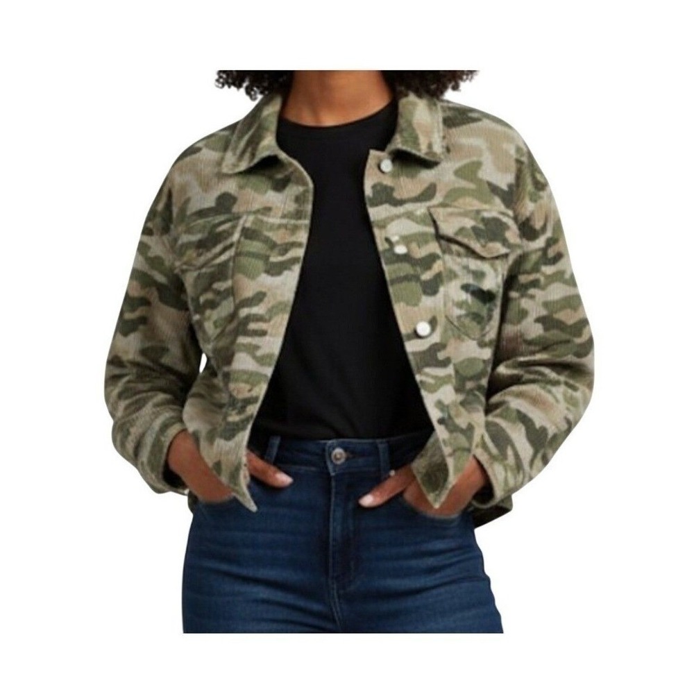 Savanna Jane No Limits Corduroy Camo Print Jacket Lightweight Shacket SS